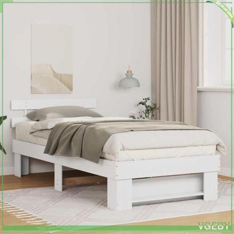 Cadre de lit - ABI - Blanc - Pin massif - 198 x 78 x 73 cm - 1 place (1/5)