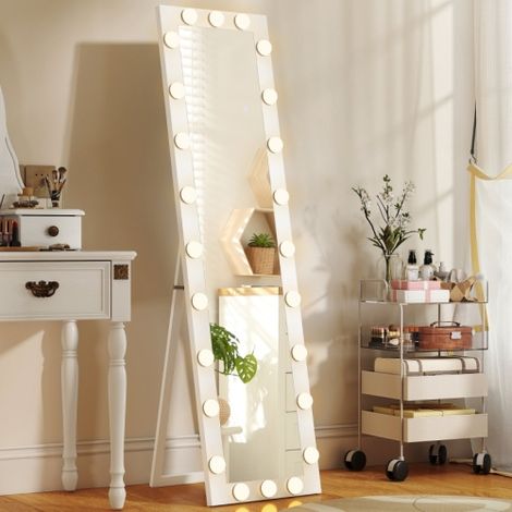 Miroir pleine longueur 150x40 cm, 24 LEDs 3 couleurs, pose au sol ou murale, miroir lumineux design moderne