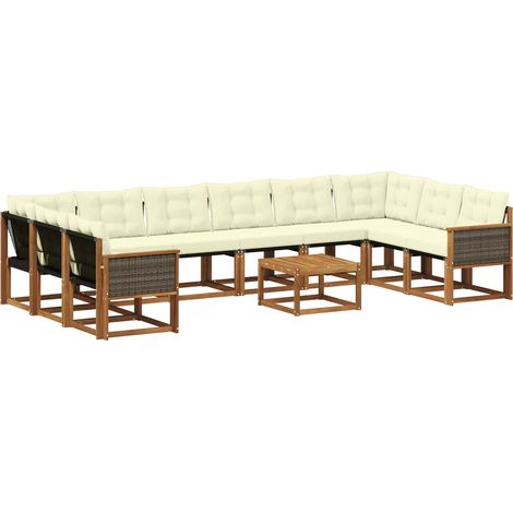 Outdoor Sofa Set 11 pcs Natural and Cream vidaXL (1/5)