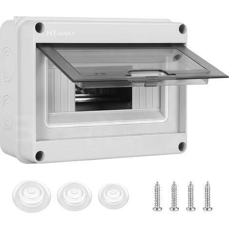 Coffret Electrique Etanche, 8 modules sur un seul rang, IP65, tableau électrique en saillie pour zones extérieures, jardin, ferme, magasin, station de recharge (1/5)