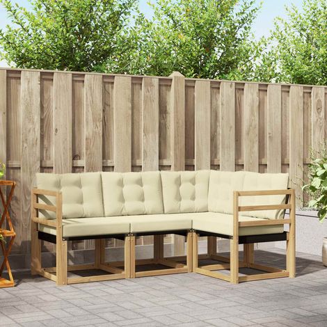 vidaXL Outdoor-Sofagarnitur mit Kissen 4 pcs Weiß und Creme (1/5)