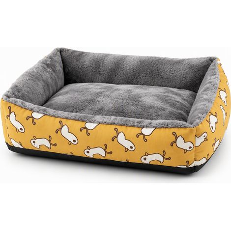 Coussin molletonné pour chats gris foncé jaune carré L 60 x 45 cm