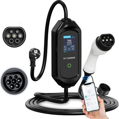 Chargeur de voiture électrique portable, 3600W de puissance, courant de charge réglable, type2 (1/2)