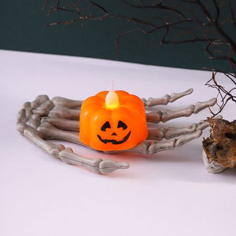 Bougies LED citrouille d'Halloween, bougies araignée sans flamme, bougies électroniques pour la décoration de la maison et des fêtes d'Halloween (lot de 12) (1/5)