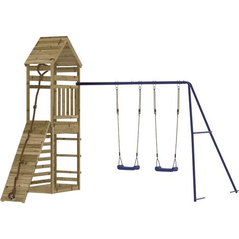 Outdoor Playset Blue, Natural Wood vidaXL (1/5)
