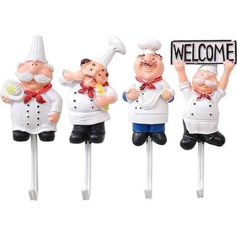 Crochet Mural Chef Autocollant Crochets De Rangement Sans Perçage Patère Murale Pour Cuisine Dortoir Chambre Et Toilettes Organiseur Pour Ustensiles Et Petits Objets Lot De 4 (1/5)