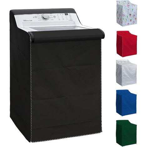 1 housse pour machine à laver à chargement par le haut - Housse extérieure de qualité supérieure pour la plupart des machines à laver et sèche-linge - L 74 cm x P 71 cm x H 109 cm (Noir)-AquaForge (1/5)
