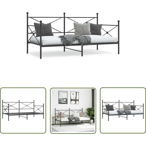 vidaXL Lit de jour sans matelas noir 100x190 cm acier (1/5)