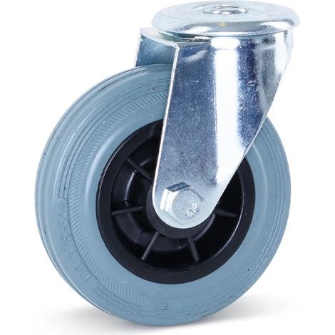 Roulette pivotante - MESO - Caoutchouc gris - 125mm - Trou central - Sans trace - 120kg (1/2)