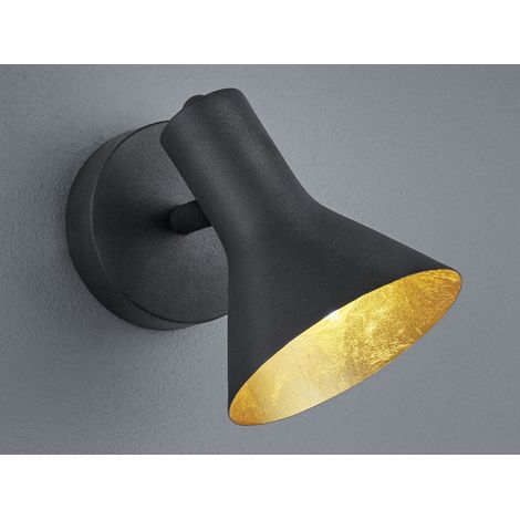 Wandstrahler NINA Metall Schwarz / innen Gold, Breite 11cm
