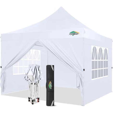 Faltpavillon Weiß 3x3m mit 4 Seitenteilen und stabiler Konstruktion