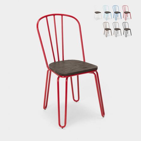 sedie industrial acciaio per bar e cucina design ferrum - Rosso