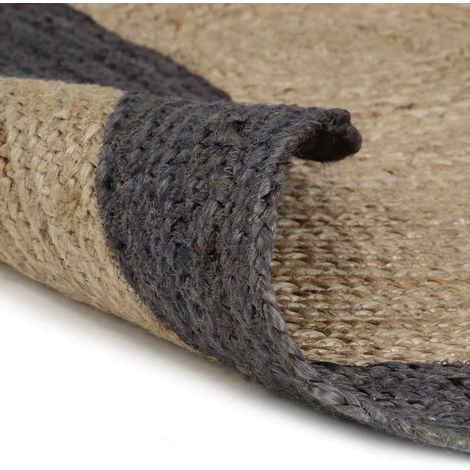 Maison Exclusive - Teppich Handgefertigt Jute mit Dunkelgrauem Ra (1/5)