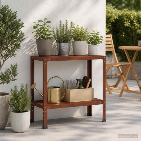 vidaXL Mesa de trasplante 80 x 40 x 80 cm Acero oxidado Oxidado (1/5)