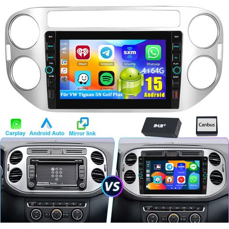 CAM Android 15 pour VW Tiguan 5N 2007-2016 Golf Plus Navigation CarPlay GPS USB Type-C 4+64 Go (1/5)