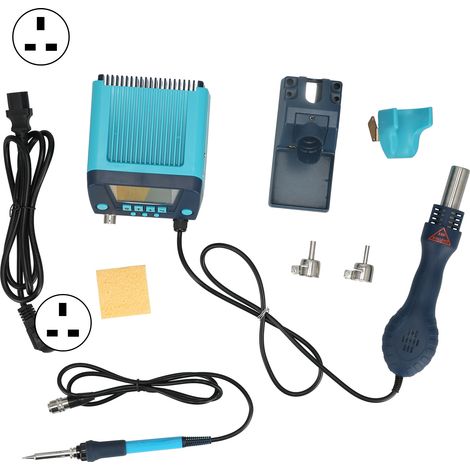 Station de soudage et dessoudage 2-en-1 réglable, kit d'outils de fer à souder professionnel, machine de rework 220V prise UK (1/5)