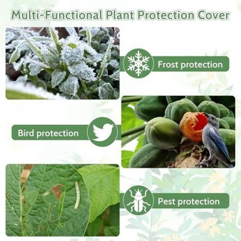 Lot de 2 housses de protection hivernales contre le gel, 120 x 180 cm, en tissu non tissé respirant, idéales pour les palmiers et les plantes de balcon. (1/4)