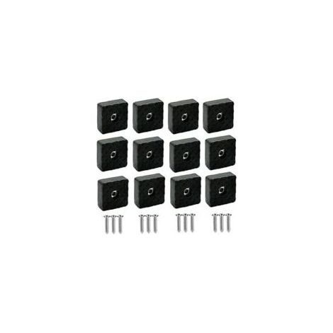 Lot de 12 patins en caoutchouc de 3 cm avec vis, carrés noirs antidérapants pour pieds de meubles, housses robustes pour pieds de canapé, chaise, table, bureau, canapé