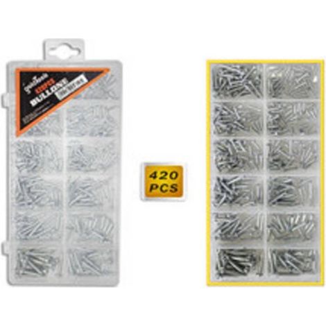 TrAdE Shop Traesio - Kit 420 Viti A Testa Tonda Svasata Piana Impronta A Croce Autofilettanti 12 Misure - (1/2)