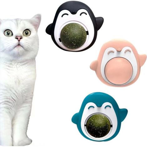 Balle À Chat - Forme Pingouin - À Base De Herbe À Chat - Rotation 360° - Pour Chats Intérieurs - Lot De 3 (1/5)