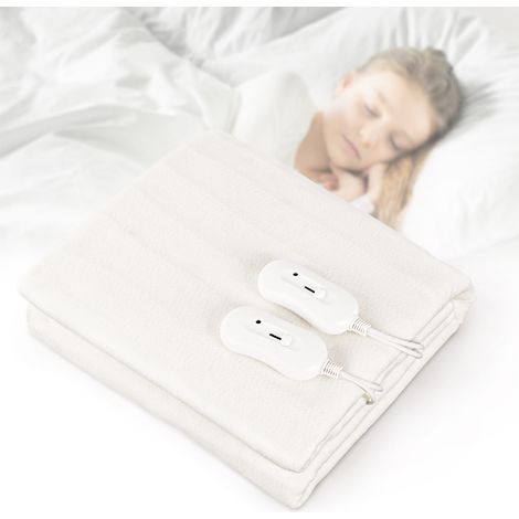 Surmatelas Chauffant Double - SOTECH - 160 x 140 cm - 2x60W - Blanc - 3 niveaux de chauffage
