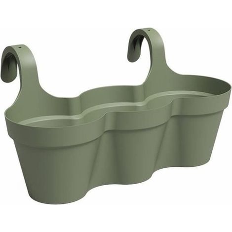 artevasi – Jardinière de balcon CAPRI TRIPLE à suspendre – Vert olive, plastique, L 54 x P 30,5 x H 28 cm (1/2)