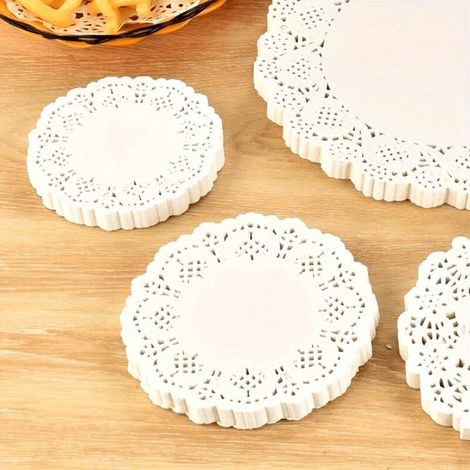 BelleRise - 100 Napperons en papier dentelle ronds — Tapis de cuisson absorbants et de qualité alimentaire (adaptés aux pâtisseries) (1/5)