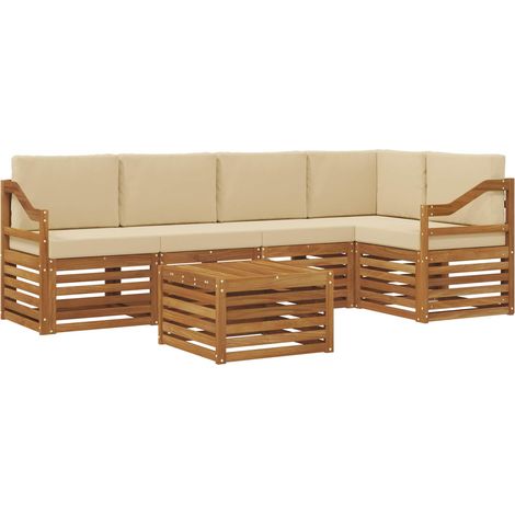 Ensemble de canapés d'extérieur 6 pc Naturel et Beige Polyester vidaXL (1/5)