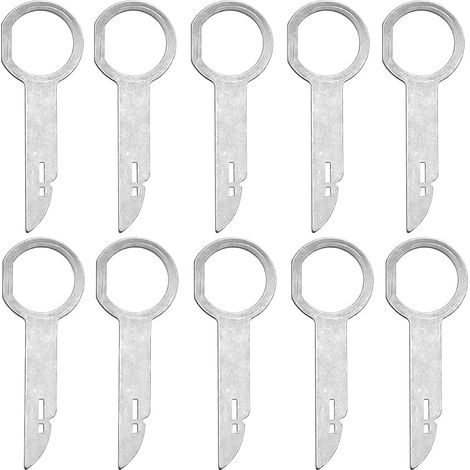 10 Pièces Clé Démontage Autoradio, Autoradio Étrier de Déverrouillage pour 6000 CD, Sony 6 Disc Facade Tiroir, Cle Extraction Autoradio Compatible avec Autoradio Ford Focus Mondeo Mercedes