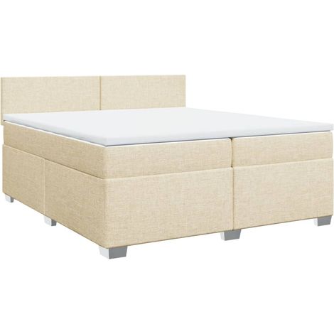 Maison Exclusive - Giroletto a Molle con Materasso Crema 200x200 cm in Tessuto