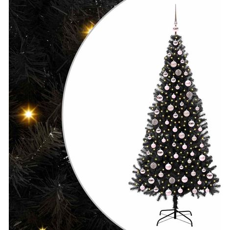 Sapin de Noël，Arbre de Noël avec 300 LED avec support Noir 210 cm PVC CFW34714 (1/5)