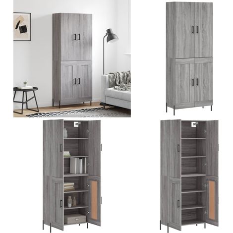 Highboard Grau Sonoma 69,5x34x180 cm Holzwerkstoff - Schrank - Holzwerkstoff (1/5)