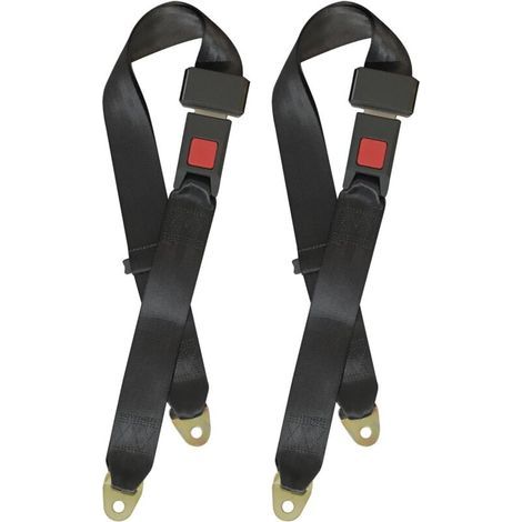 Set mit 2 universellen Sicherheitsgurten, verstellbarer 2-Punkt-Sicherheitsgurt für Go-Karts, Golfwagen, schwarz, 128 cm (50 Zoll) (1/5)