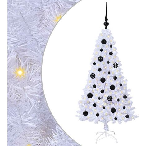 Sapin de Noël artificiel avec 150 lumières LED blanches, 120 cm de haut, en PVC et acier. (1/5)
