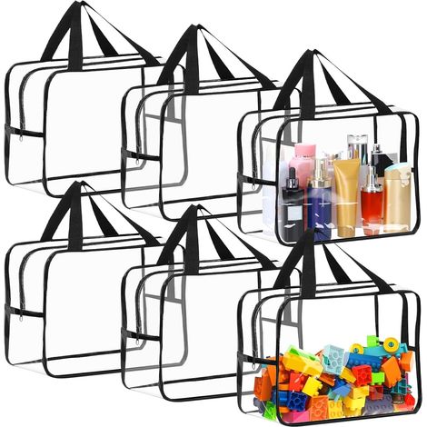 Sacs de rangement transparents en PVC pour jouets, lot de 6, imperméables, 35 x 18 x 24 cm, adaptés aux puzzles, aux jeux de construction et aux livres (1/5)