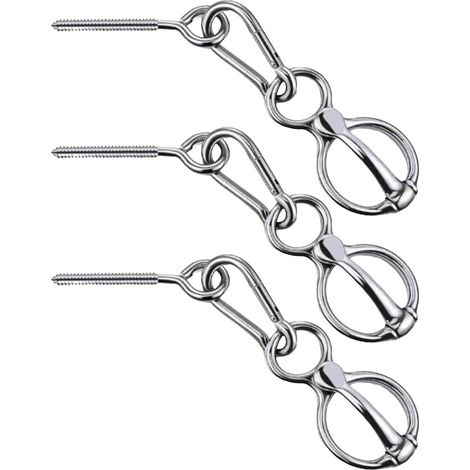 Lot de 3 anneaux d'attache pour chevaux, accessoires d'équitation avec boucle à pression pour la sécurité. (1/4)
