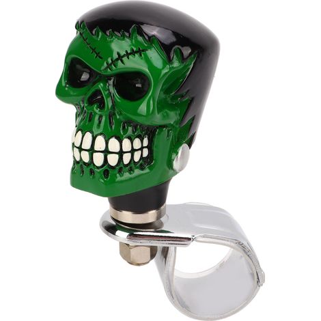 Lenkradgriff mit schwarzem Totenkopf und grünem Gesicht, universeller Drehknopf für Lkw, Traktoren, Boote und Pkw (1/5)