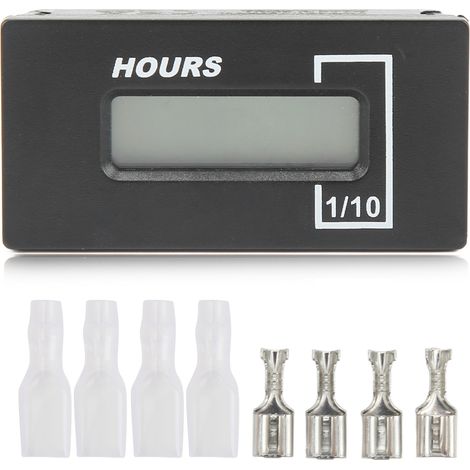 Compteur horaire numérique LCD étanche IP67 réinitialisable pour tondeuse à gazon tracteur générateur (1/5)