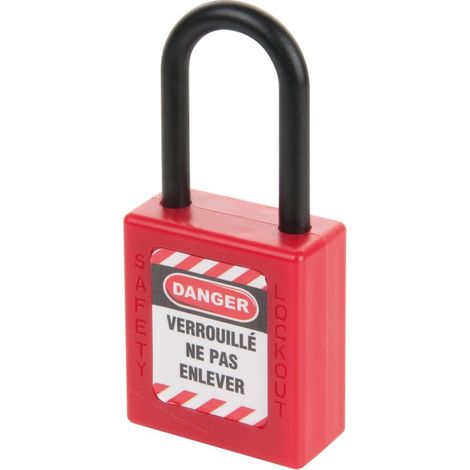 Cadenas de consignation LOTO Lockout Tagout 40 mm anse nylon Ø 6 x 38 mm rouge