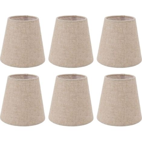 Set mit 6 Leinenlampenschirmen für E14-Glühbirnen – Durchmesser 14 cm – Höhe 13 cm – Einfache Montage an Lampen und Kronleuchtern