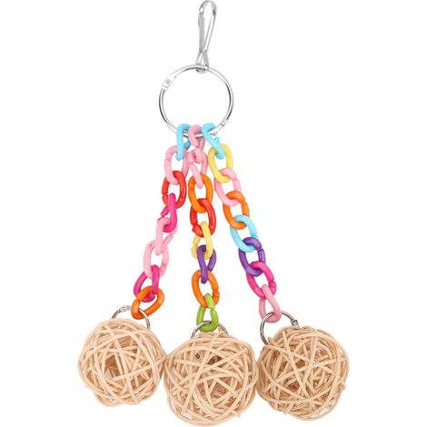 Jouet pour Perroquet en Rotin Boule Acrylique Anti-Morsure, Hochet Suspendu pour Oiseaux (1/5)