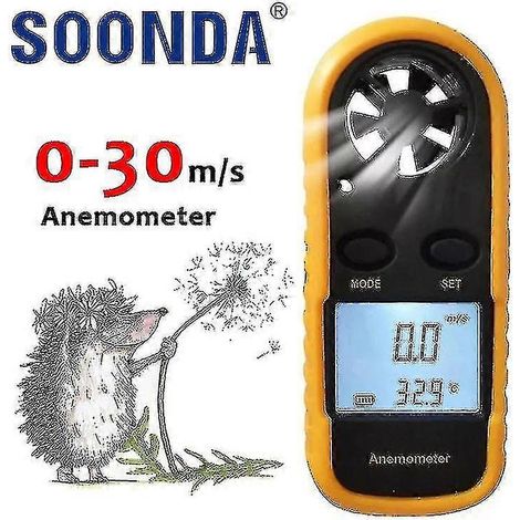 Cet anémomètre portatif 2 en 1 peut mesurer la vitesse du vent extérieur et la température dans les pièces climatisées, et sert également d'instrument de mesure de volume avec une détection de haute p (1/4)
