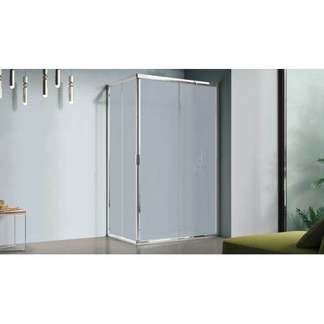 Box doccia rettangolare 70x90 cm con profili in alluminio brillantato cromo e finitura pannelli satinato acqua - America 4