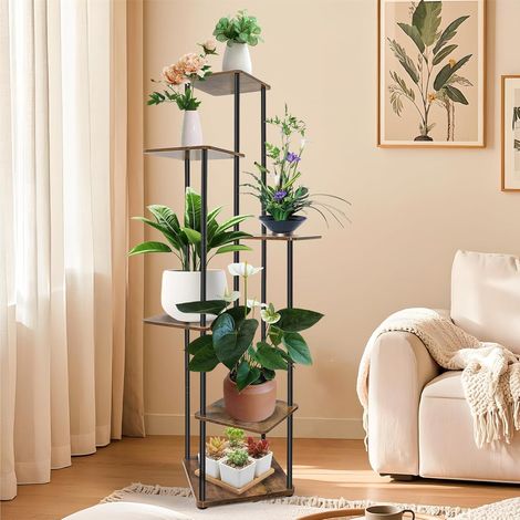 Support de pot de fleurs, support de plante à cinq étages, universel intérieur et extérieur, présentoir d'angle, peut contenir une variété de plantes, support de plante multicouche en bois