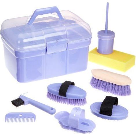 Kerbl Coffret de nettoyage complet pour enfants Set de pansage violet pour chevaux Brosses de pansage (1/2)