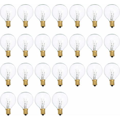 G40 Ampoules Remplacement G40 Ampoule De Tungstene Lampe 7W 220-240V Ampoule Globe Clair E12 Ampoules De Base, 25 Pack, Blanc Froid