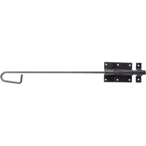 Verrou baïonnette extra long avec gâche soudée – Plaque 95 x 67 mm – plastifié noir – Marque