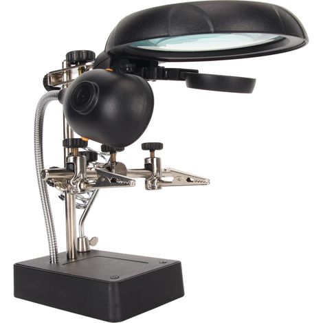Loupe avec pince auxiliaire, support de bureau, prise USB, lumière LED, éclairage chaud et froid, soudure MG16129-C1 (1/5)