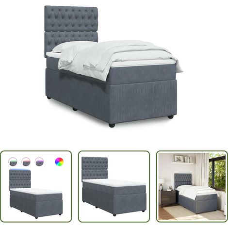 vidaXL Matelas à ressorts ensachés - Sommier à lattes de lit avec matelas Gris foncé 100x200 cm (1/5)