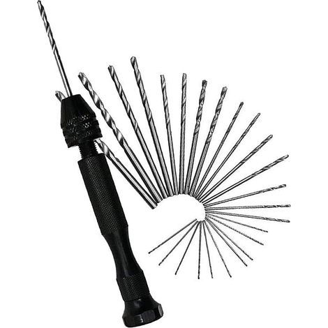 26 Pièces Mini Perceuse à Main, Perceuse Manuelle, Twist Drill Bits Perceuse à Main Mini Perceuse à Main Aluminum et Foret Fraise Twist de Foret Pour Modèle Noyer Ambre Olive Nut (1/5)